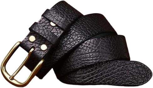 Men's Dress Belt - 3.8 cm Solid Cowhide with Brass Buckle for Business Attire in Saudi Arabia