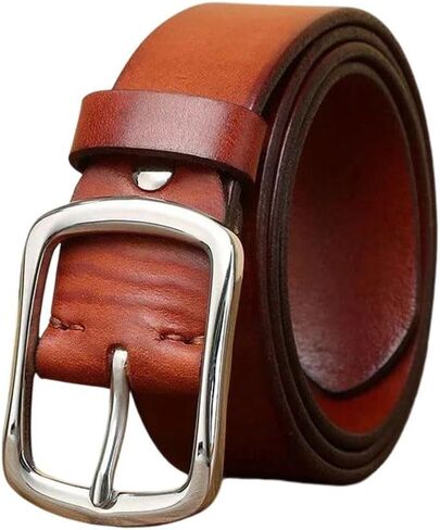 Men's Dress Belt - 3.8 cm Solid Cowhide with Stainless Steel Buckle for Business in Saudi Arabia
