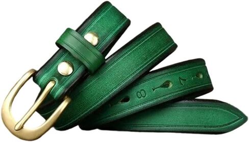Women's Slim Leather Belt - 2.4 cm Cowhide with Copper Buckle, Korean Style in Saudi Arabia