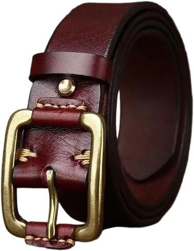 Men's Leather Belt - 3.8 cm Solid Cowhide with Brass Buckle, Classic Western Look in Saudi Arabia