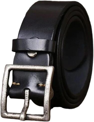 Men's Wide Leather Belt - 4.3 cm Solid Cowhide with Copper Buckle, Western Style in Saudi Arabia