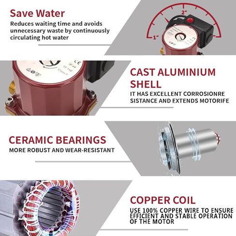 مضخة دائرية UP15-18B5 59896114 115 فولت، 1/25 HP، 1/2 بوصة نظام مفتوح لنهاية العرق مناسب لدوارة الماء الساخن Grundfos UP15-18B5 in Kuwait