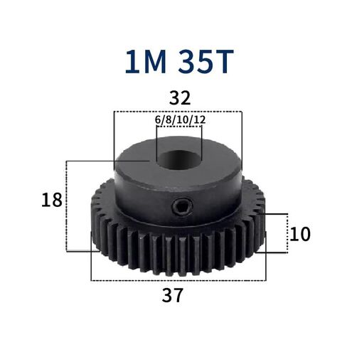 1M35T Spur Gear Bore 6/8/10/12mm 1 Mod 35 Teeth Motor Low 45# Steel Material Metal for(8mm,14pcs 1M 35 Teeth) in Saudi Arabia