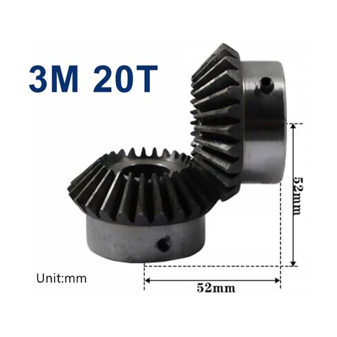 2PCS Bevel Gear 3M 20Teeth with Inner Hole 14/15/16/17/18/19/20/22/24/25/28mm 90 Degree Drive Commutation Steel Gears(18mm Keyway 6mm) in Saudi Arabia