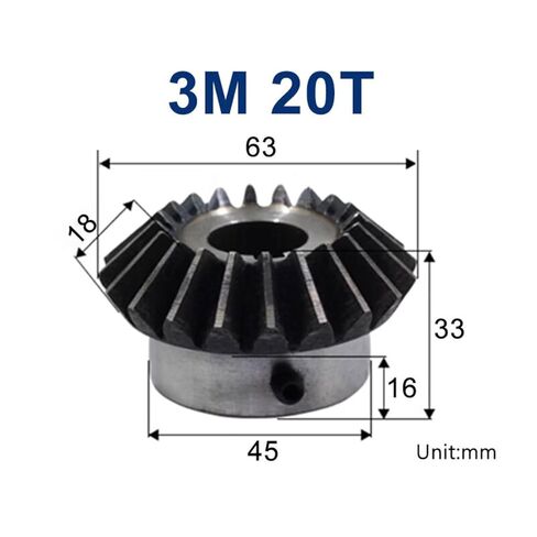 2PCS Bevel Gear 3M 20Teeth with Inner Hole 14/15/16/17/18/19/20/22/24/25/28mm 90 Degree Drive Commutation Steel Gears(18mm Keyway 6mm) in Saudi Arabia