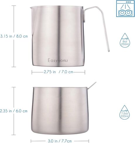 Easyworkz Stainless Steel 304 Creamer and Sugar Bowl with Spoon Coffee Serving Set, Brushed Silver in Kuwait