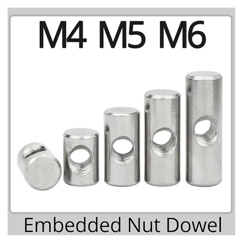Barrel nut, M4 M5 M6 Cylindrical PinDowel Cross Hole Hammer Embedded Nut for Wood Furniture Accessories(OD6 M4x25(5PCS)) in Saudi Arabia
