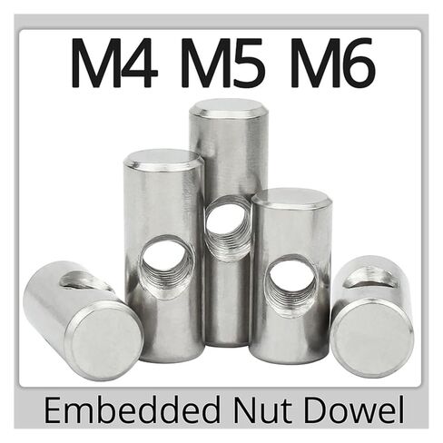 Barrel nut, M4 M5 M6Dowel Cylindrical Pin Cross Hole Hammer Embedded Nut for Wood Furniture Accessories(OD10 M6x25(5PCS)) in Saudi Arabia