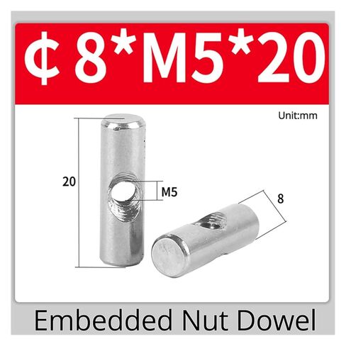 Barrel nut, M4 M5 M6Dowel Cylindrical Pin Cross Hole Hammer Embedded Nut for Wood Furniture Accessories(OD10 M6x25(5PCS)) in Saudi Arabia