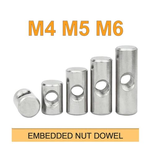 Barrel nut, M4/M5/M6 Bolts Cylindrical Pin Dowel Wood Furniture Embedded Locking Long Nut(OD10 M6x30(2PCS)) in Saudi Arabia