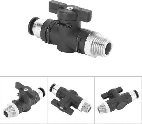 Pneumatic Manual Valve 8mm Quick Coupling Switch, BSPP Male Thread, Plastic and Plated Brass - Durable Build, Self - Locking Snap Joint, Ideal for Air Pipe Connections (BC8-04) in Saudi Arabia