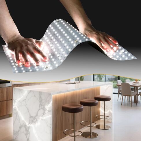 Dreamtrue 4 قطع من ألواح الإضاءة الخلفية LED، لوحة إضاءة بيضاء 36 وات 6000 كلفن، قابلة للانحناء والقص 19.3 × 9.6 بوصة للرخام، كونترتوب الكوارتز، العقيق (مصدر الطاقة غير متضمن) in Kuwait