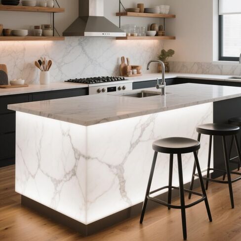 Dreamtrue 4 قطع من ألواح الإضاءة الخلفية LED، لوحة إضاءة بيضاء 36 وات 6000 كلفن، قابلة للانحناء والقص 19.3 × 9.6 بوصة للرخام، كونترتوب الكوارتز، العقيق (مصدر الطاقة غير متضمن) in Kuwait