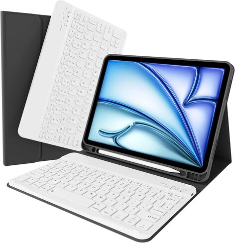 حالة لوحة مفاتيح ذكية جديدة لـ iPad Air 11 بوصة M3 (2025) / M2 (2024) ، iPad Air 5th / 4th Generation 10.9 بوصة - غطاء TPU ناعم مع لوحة مفاتيح Bluetooth قابلة للفصل مغناطيسي ، Sky Blue in Kuwait