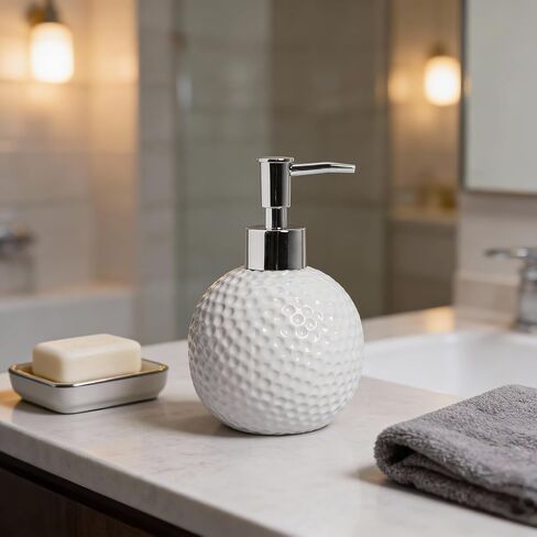 Soap Dispenser Golf Ball Lotion Bottle Ceramic Liquid Dispenser Bathroom Decor in Kuwait