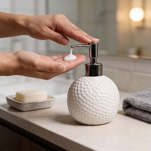 Soap Dispenser Golf Ball Lotion Bottle Ceramic Liquid Dispenser Bathroom Decor in Kuwait