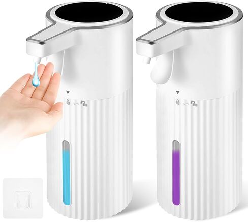 White Ribbed Liquid Soap Dispenser 2-Pack, 13.5 oz - Waterproof Wall-Mounted Hand Soap Dispenser for Bathroom & Kitchen Sink, Suitable for Commercial Use in Saudi Arabia