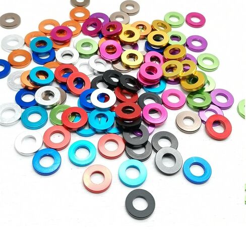 غسالات Qinlu-10-20 قطعة M3 M4 M5 M6 M8 الملونة من الألومنيوم المسطح لجزء RC، لإصلاح المصانع (M3X6X2 20 قطعة، M3X6X1.5 20 قطعة) in Kuwait