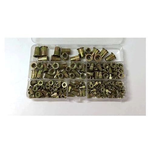 Qinlu-غسالات جوزة برْشام الكربون الصلب المجلفن M3 M4 M5 M6 M8 رأس مسطح الخيوط جوزة برْشام أطقم 165 قطعة/المجموعة ، لإصلاح المصانع in Kuwait