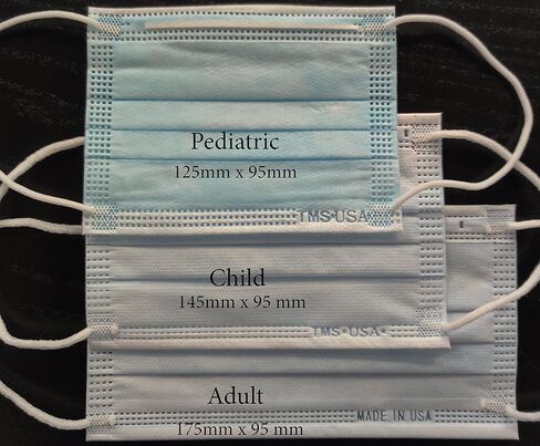 TMS Child Series 3-Layer Face Mask, Disposable Small Mask, Single-Use, 50-Count, Made in USA, Breathable, Soft, Hypoallergenic, Latex-Free in Kuwait