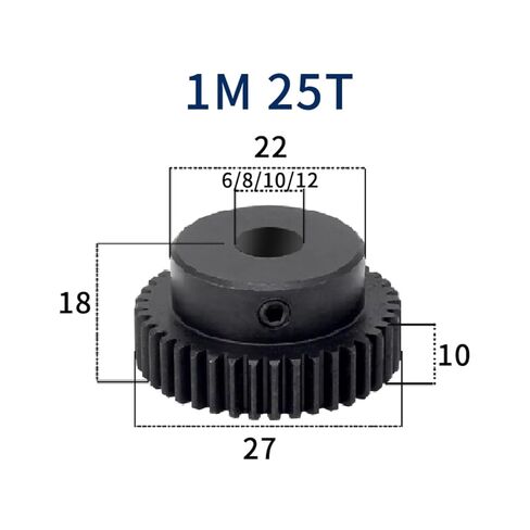 Spur Gear Pinion 1M 25Teeth 1 Mod Right Teeth 45# Steel Gear 6mm 8mm 10mm 12mm Hole Motor Rack Transmission(8mm,3pcs 1M 25 Teeth) in Saudi Arabia