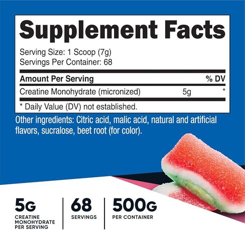Nutricost Creatine Monohydrate Powder (Sour Watermelon, 500 Gram) - Micronized Creatine Supplement, Vegan, GMO-Free, Gluten-Free, 68 Servings in Saudi Arabia