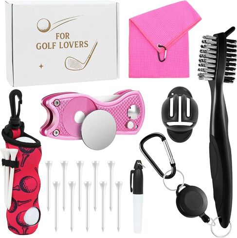 مجموعة إكسسوارات الجولف 17 قطعة من لاكجو، تتضمن حقيبة كرة الجولف مع خطاف ومنشفة وتيز وفرشاة تنظيف أداة تحديد الكرة المغناطيسية للنساء والرجال هدايا in Kuwait