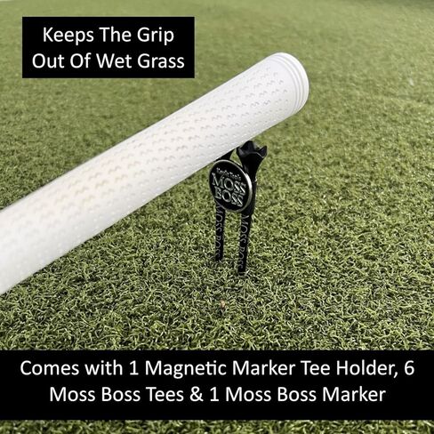 Keyfit Tools Moss Boss Golf Divot Ball Mark Repair Tool 4 in 1 Tool Uses 2 Tees & A Ball Marker As A Repair Tool ~Save Space in Your Pocket ~No Need to Carry a Divot Tool ~Club Holder in Kuwait
