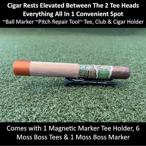 Keyfit Tools Moss Boss Golf Divot Ball Mark Repair Tool 4 in 1 Tool Uses 2 Tees & A Ball Marker As A Repair Tool ~Save Space in Your Pocket ~No Need to Carry a Divot Tool ~Club Holder in Kuwait