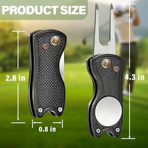 هدايا إكسسوارات الجولف للرجال الأب لاعب الجولف، أداة إصلاح ديفوت الجولف للاعبي الجولف، أداة معدنية خضراء قابلة للطي مع علامة كرة محاذاة مغناطيسية منبثقة، (أسود) in Kuwait
