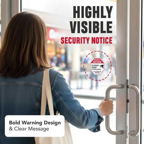 Video Surveillance Sticker (6 Pcs), (TWO SIZES, 2 LARGE 3.5" & 4 MEDIUM 2.65") – Strong Adhesive, Durable, Waterproof Security Signs – Perfect For Indoor & Outdoor Use To Secure Your Business, Home, Vehicle, etc. in Saudi Arabia