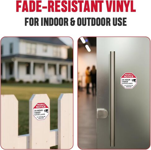 Video Surveillance Sticker (6 Pcs), (TWO SIZES, 2 LARGE 3.5" & 4 MEDIUM 2.65") – Strong Adhesive, Durable, Waterproof Security Signs – Perfect For Indoor & Outdoor Use To Secure Your Business, Home, Vehicle, etc. in Saudi Arabia