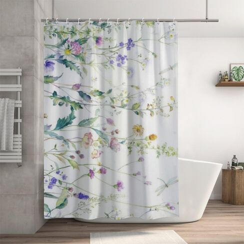 ستارة دش ديكور الحمام بطباعة اليعسوب مع خطافات، ستارة دش عتيقة مقاومة للماء للصيف، ستائر بوهو من القماش قابلة للغسل لقضاء العطلات وديكور الحمام الممتع 60 × 72 بوصة in Kuwait