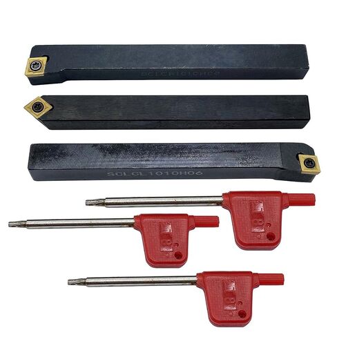 GBJ SCLCR SCLCL SCMCN 1010H06 حوامل تحول المخرطة قضبان مملة مع 3 قطع CCMT060204 CCMT 21.51 إدراجات تحول للفولاذ والحديد المقاوم للصدأ (3/8 بوصة SCLCR+SCLCL+SCMCN) in Kuwait