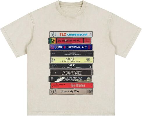 Vintage 90s R&B Cassette Tape T-Shirt Music Graphic Unisex Tee, XL Black in Saudi Arabia