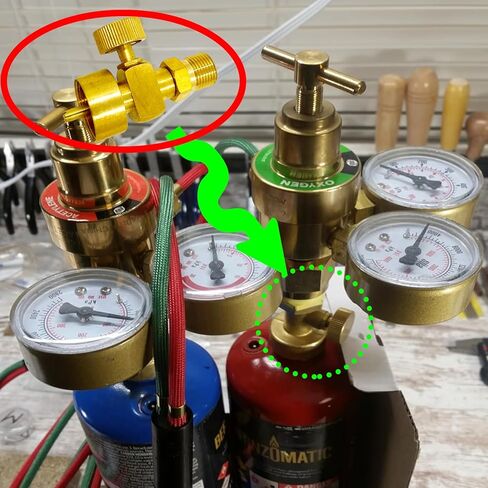 MENSI 1LB Mapp Bottle Propane Adaptor with Valve CGA-600 Female to CGA-200 Connect with MC Acetylene Regulator adapter Thread Male 5/8"-20UNF Valve Kit in Kuwait