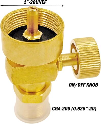 MENSI 1LB Mapp Bottle Propane Adaptor with Valve CGA-600 Female to CGA-200 Connect with MC Acetylene Regulator adapter Thread Male 5/8"-20UNF Valve Kit in Kuwait