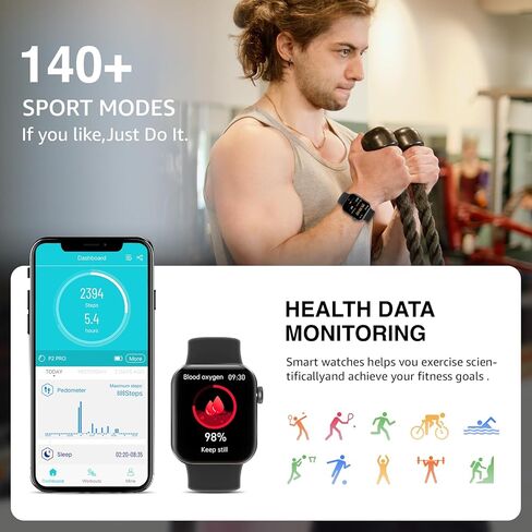 Watch Smart Watch (استدعاء/الاتصال الهاتفي) ، 1.85 "Touch Display Tracker مع شاشة نوم أكسجين في معدل ضربات القلب ، و 147 Modes Sport Smart Wathing مع IP68 مقاوم للماء ، و Counter Watch لـ iOS Android in Saudi Arabia