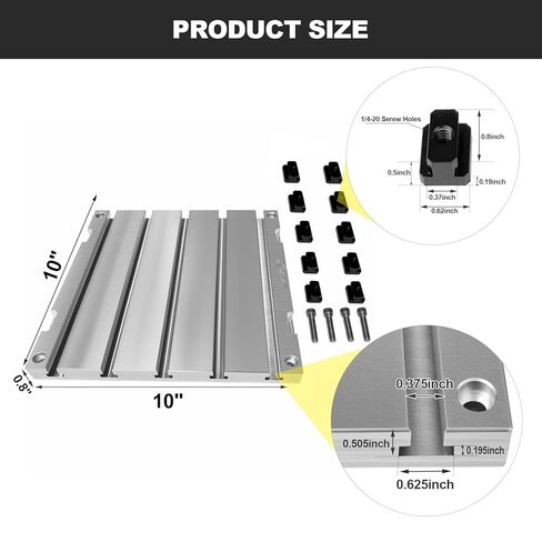 10" x 10" x 0.8" Aluminum T-Slot Plate, T-Slotted Fixture Table in Saudi Arabia
