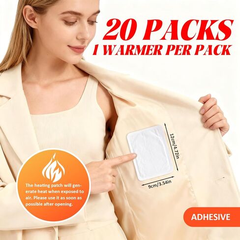 تدفئة اليد، رقع علاجية حرارية طويلة الأمد، تصميم نحيف للغاية، دفء يتغلغل بعمق، عديم الرائحة وصديق للبشرة، راحة تصل إلى 4 ساعات، تناسب الملابس تحت in Kuwait