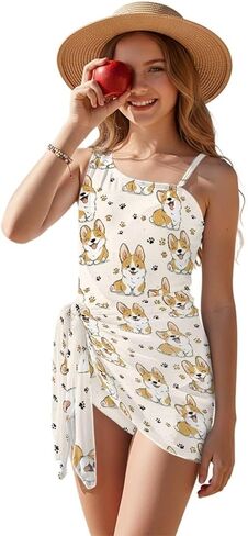 Upetstory Girls One Piece Swimsuits with Mesh Cover Up Cutout Bathing Suit Set in Saudi Arabia