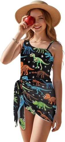 Upetstory Girls One Piece Swimsuits with Mesh Cover Up Cutout Bathing Suit Set in Saudi Arabia
