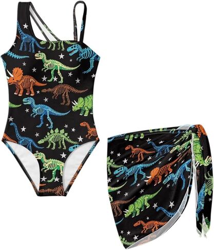 Upetstory Girls One Piece Swimsuits with Mesh Cover Up Cutout Bathing Suit Set in Saudi Arabia
