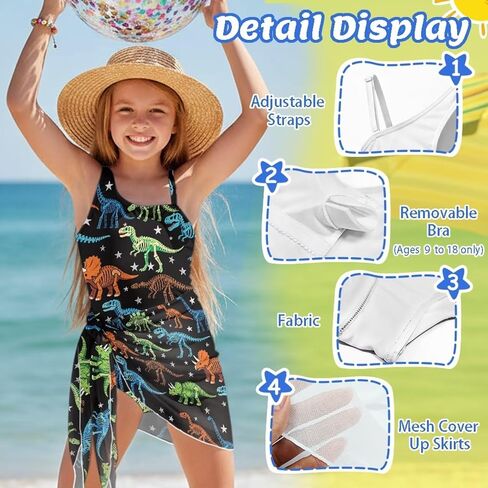 Upetstory Girls One Piece Swimsuits with Mesh Cover Up Cutout Bathing Suit Set in Saudi Arabia