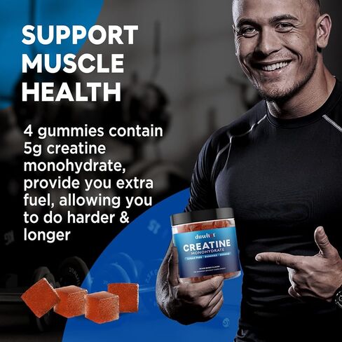 duwhot Creatine Monohydrate Gummies for Men, Creatine Monohydrate Chewables 5g Per Serving, Vegan, Sugar Free, Mixberry Flavor, 120 Count in Kuwait