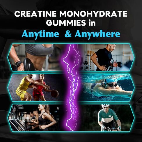 duwhot Creatine Monohydrate Gummies for Men, Creatine Monohydrate Chewables 5g Per Serving, Vegan, Sugar Free, Mixberry Flavor, 120 Count in Kuwait