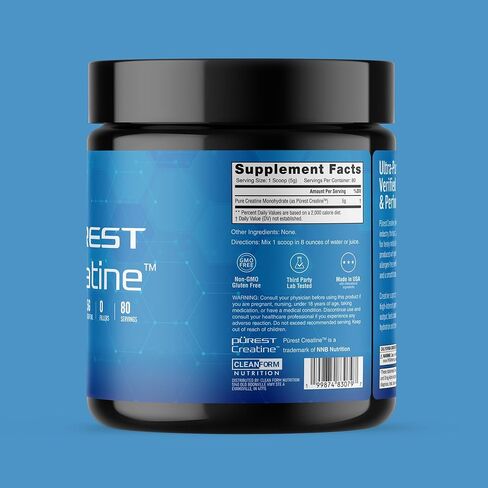 Cleanform Purest Creatine Monohydrate Powder - Ultra-Pure Micronized Supplement for Explosive Strength, Lean Muscle Growth, and Enhanced ATP Recovery - Unflavored (80 Servings) in Saudi Arabia