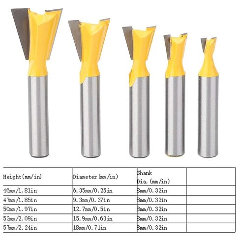 Woodworking Dovetail Router Bit Durable End Milling Cutter for Wood Process, Smooth Surface for Cabinets and Door Frames, 5 Pcs Set Various Needs in Saudi Arabia