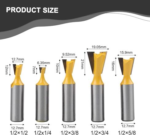 قاطعة تتوافق مع فتحات النجارة واللسان متوافقة مع آلات نحت الساق مقاس 1/2 بوصة وأجهزة توجيه القطع، سبيكة مطلية in Kuwait