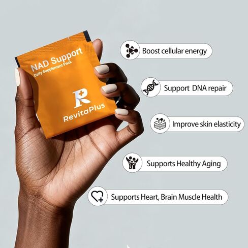 NAD Supplement with Resveratrol, PQQ,Ca-AKG,Nicotinamide,Green Tea, Advanced NAD+ Supplement Daily Pack Support Healthy Mitochondria,Healthy Aging and Cellular Energy for Women & Men 30 Packs in Kuwait